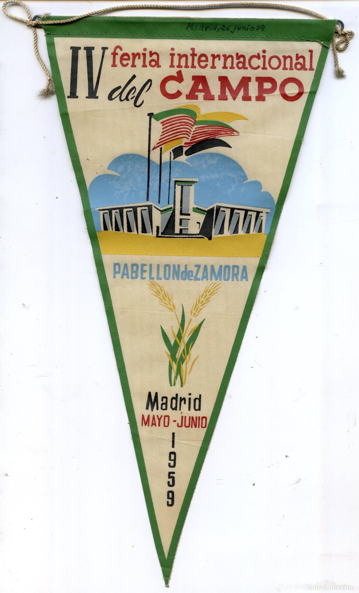 Banderines de colecci&oacute;n: Bander&iacute;n IV Feria internacional del Campo, Madrid 1959 Pabell&oacute;n de Zamora