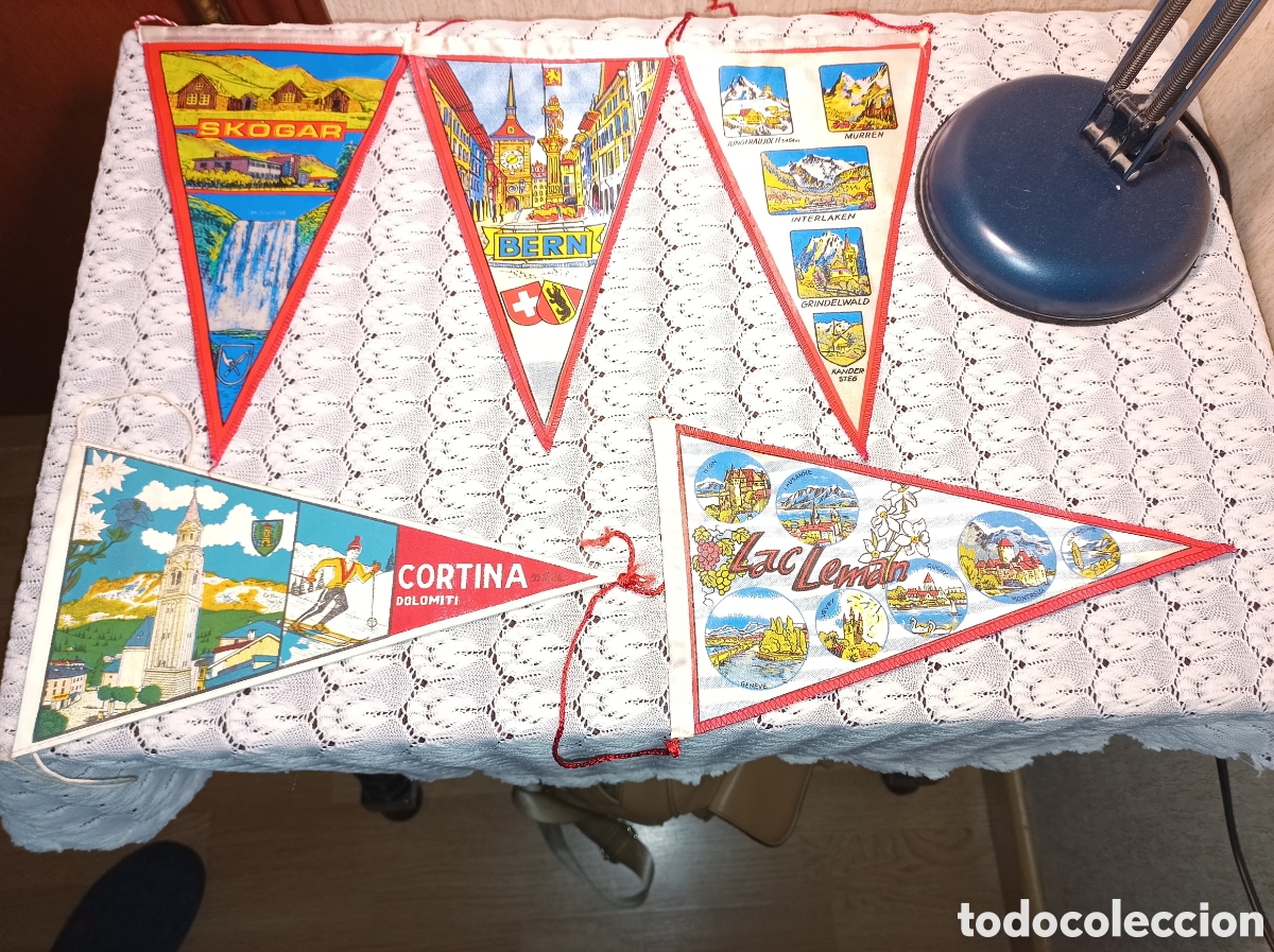 Banderines de colecci&oacute;n: 5 banderines vintage de ciudades europeas