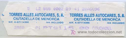 Collectables Transport Tickets: BILLETE DE BUS DE MENORCA (BALEARES)