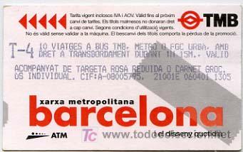 Collectables Transport Tickets: (133 # ) BILLETE DE TRANSPORTE DE BARCELONA // TMB // - SERIE DISE&Ntilde;O COTIDIANO