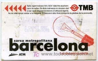 Collectables Transport Tickets: (133 # ) BILLETE DE TRANSPORTE DE BARCELONA // TMB // - SERIE DISE&Ntilde;O COTIDIANO