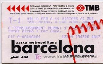 Collectables Transport Tickets: (133 # ) BILLETE DE TRANSPORTE DE BARCELONA // TMB // - SERIE DISE&Ntilde;O COTIDIANO