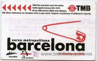 Collectables Transport Tickets: (133 # ) BILLETE DE TRANSPORTE DE BARCELONA // TMB // - SERIE DISE&Ntilde;O COTIDIANO