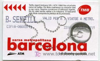 Colecionismos Bilhetes de Transporte: (134 # ) BILLETE DE TRANSPORTE DE BARCELONA // TMB // - SERIE DISE&Ntilde;O COTIDIANO