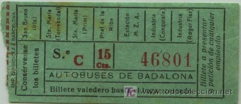 Sammeln von Fahrkarten: BILLETE DE BUS DE BADALONA (BARCELONA) // AUTOBUSES DE BADALONA // A&Ntilde;OS 30