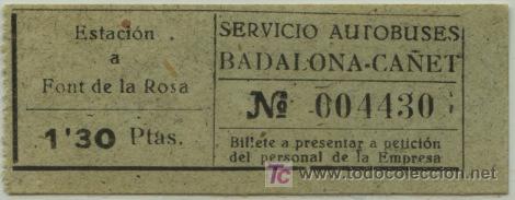 Sammeln von Fahrkarten: BILLETE DE BUS DE BADALONA (BARCELONA) // SERVICIO DE AUTOBUSES BADALONA - CA&Ntilde;ET