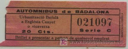 Sammeln von Fahrkarten: BILLETE DE BUS DE BADALONA (BARCELONA) // AUTOMNIBUS DE BADALONA