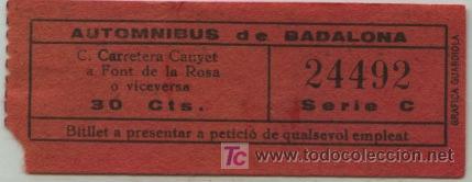 Sammeln von Fahrkarten: BILLETE DE BUS DE BADALONA (BARCELONA) // AUTOMNIBUS DE BADALONA