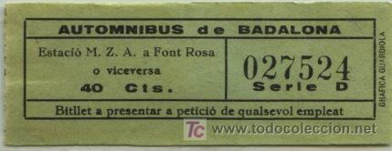 Sammeln von Fahrkarten: BILLETE DE BUS DE BADALONA (BARCELONA) // AUTOMNIBUS DE BADALONA