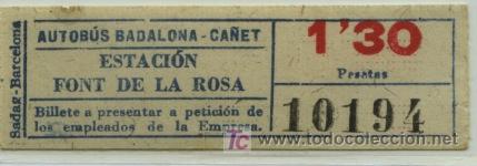 Collectables Transport Tickets: BILLETE DE BUS DE BADALONA (BARCELONA) // AUTOBUS BADALONA - CA&Ntilde;ET
