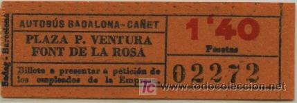 Collectables Transport Tickets: BILLETE DE BUS DE BADALONA (BARCELONA) // AUTOBUS BADALONA - CA&Ntilde;ET