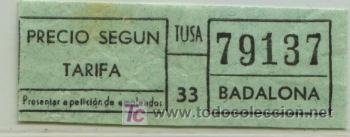 Colecionismos Bilhetes de Transporte: BILLETE DE BUS DE BADALONA (BARCELONA) // T.U.S.A.