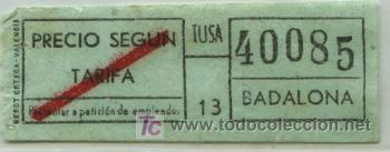 Colecionismos Bilhetes de Transporte: BILLETE DE BUS DE BADALONA (BARCELONA) // T.U.S.A.