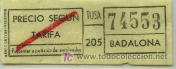 Sammeln von Fahrkarten: BILLETE DE BUS DE BADALONA (BARCELONA) // T.U.S.A.