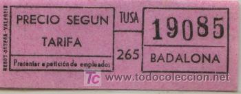 Sammeln von Fahrkarten: BILLETE DE BUS DE BADALONA (BARCELONA) // T.U.S.A.