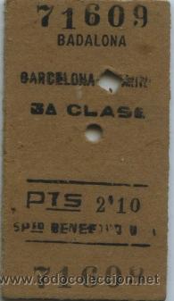 Collectables Transport Tickets: BILLETE DE FERROCARRIL BADALONA - BARCELONA TERMINO // EDMONDSON  (1956)