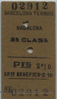 Coleccionismo Billetes de transporte: BILLETE DE FERROCARRIL  BARCELONA TERMINO - BADALONA // EDMONDSON  (1956)