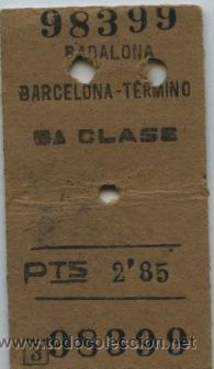 Colecionismos Bilhetes de Transporte: BILLETE DE FERROCARRIL   BADALONA - BARCELONA TERMINO  // EDMONDSON  (1956)