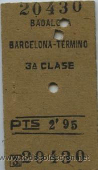 Collectables Transport Tickets: BILLETE DE FERROCARRIL   BADALONA - BARCELONA TERMINO  // EDMONDSON  (1958)