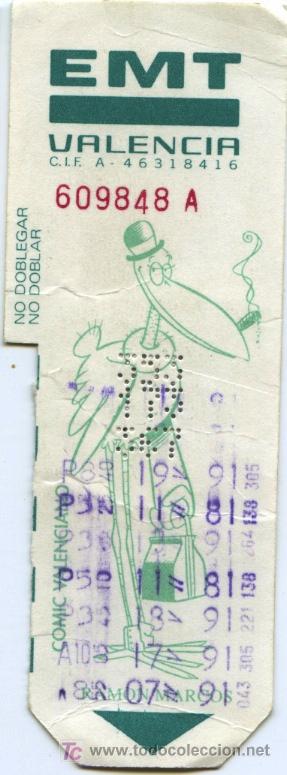 Colecionismos Bilhetes de Transporte: BILLETE DE BUS DE VALENCIA// EMT VALENCIA (EMPRESA MUNICIPAL DE TRANSPORTES)