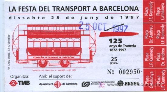 Colecionismos Bilhetes de Transporte: (F23//12) BILLETE DE TRANVIA DE BARCELONA // BILLETE CONMEMORATIVO DE 1997 (25 octubre)