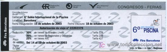 Collectables Transport Tickets: TREN - BILLETE DE FERROCARRIL DE BARCELONA // FERIA DE BARCELONA BILLETE DE DESCUENTO RENFE // 2003