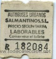 Collectables Transport Tickets: BILLETE BUS URBANO DE SALAMANCA // AUTOBUSES URBANOS SALMANTINOS, S.L. // LABORABLES