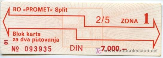 Collectables Transport Tickets: BILLETE DE TRANSPORTE DE SPLIT (CROACIA)