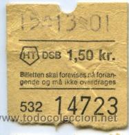 Collectionnisme Billets de transport: BILLETE DE TRANSPORTE DE COPENHAGUE (DINAMARCA) // DSB = DANSKE STATSBANER // 1,50 Kr