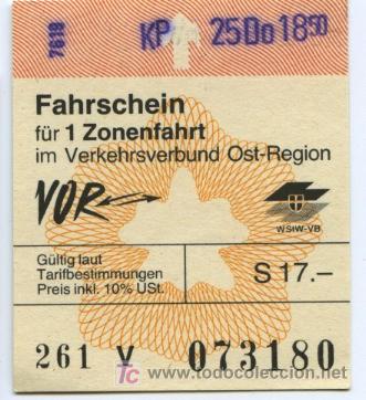 Colecionismos Bilhetes de Transporte: BILLETE DE TRANSPORTE DE VIENA (AUSTRIA)