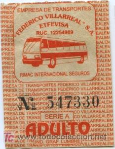 Collectionnisme Billets de transport: BILLETE DE BUS DE PERU