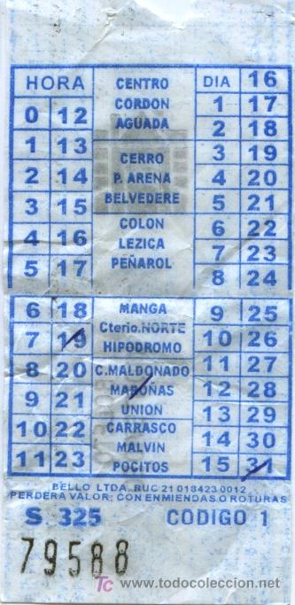 Collectionnisme Billets de transport: BILLETE DE TRANSPORTE DE  MONTEVIDEO (URUGUAY)