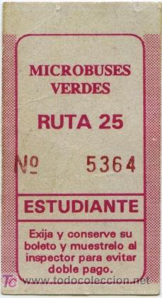 Collectables Transport Tickets: BILLETE DE BUS (MEJICO) // MICROBUSES VERDES