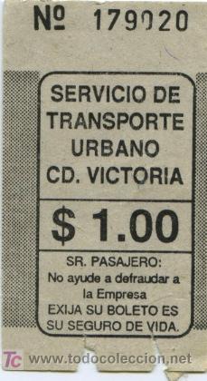 Collectionnisme Billets de transport: BILLETE DE BUS VICTORIA (MEJICO) // SERVICIO DE TRANSPORTE URBANO CD. VICTORIA