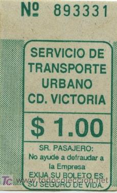 Collectionnisme Billets de transport: BILLETE DE BUS VICTORIA (MEJICO) // SERVICIO DE TRANSPORTE URBANO CD. VICTORIA // $ 1,00