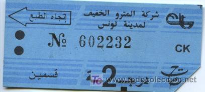 Colecionismos Bilhetes de Transporte: BILLETE DE TRANSPORTE DE TUNEZ