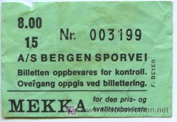 Collectables Transport Tickets: BILLETE DE TRANSPORTE DE NORUEGA