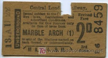 Colecionismos Bilhetes de Transporte: BILLETE DE METRO DE LONDRES  GRAN BRETA&Ntilde;A // ESTACION MARBLE ARCH
