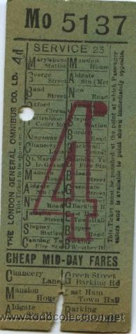 Colecionismos Bilhetes de Transporte: BILLETE DE BUS DE LONDRES  GRAN BRETA&Ntilde;A