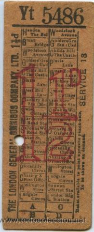 Colecionismos Bilhetes de Transporte: BILLETE DE BUS DE LONDRES  GRAN BRETA&Ntilde;A