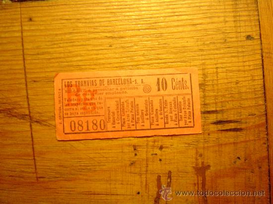 Sammeln von Fahrkarten: Antiguo billete de tranvia Barcelona 10ctm