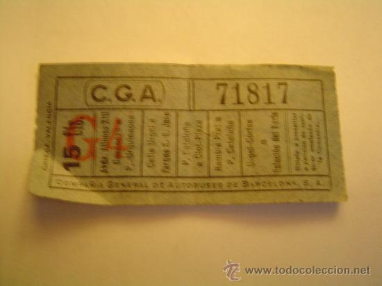 Sammeln von Fahrkarten: Antiguo billete de Compa&ntilde;ia general de Autobuses de Barcelona S.A. 15ctm
