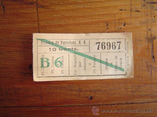 Sammeln von Fahrkarten: Antiguo billete Tranvia de Barcelona .