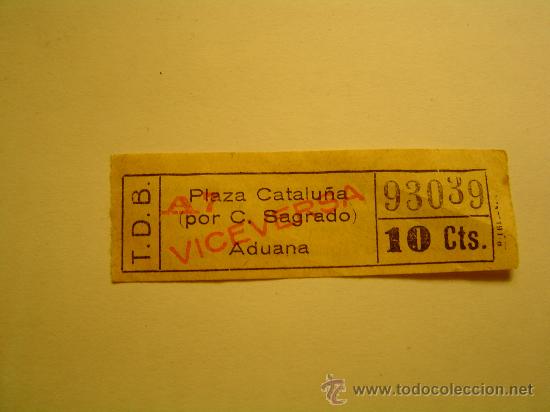Coleccionismo billetes de transporte: Antiguo billete Tranvia de Barcelona .