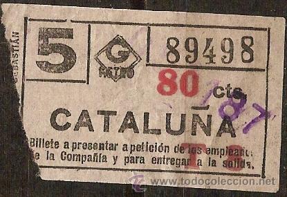 Collectables Transport Tickets: 260473 Billete CAPICUA Catalu&ntilde;a Metro G  5  80c.