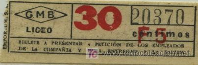 Collectables Transport Tickets: (F33//3-30BASE ) BILLETE DEL GRAN METRO DE BARCELONA //LICEO