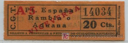 Colecionismos Bilhetes de Transporte: (F06//8) BILLETE DE LA COMPA&Ntilde;IA GENERAL DE TRANVIAS DE BARCELONA // NESA DERECHA