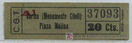 Colecionismos Bilhetes de Transporte: (F06//8) BILLETE DE LA COMPA&Ntilde;IA GENERAL DE TRANVIAS DE BARCELONA // ORTEGA