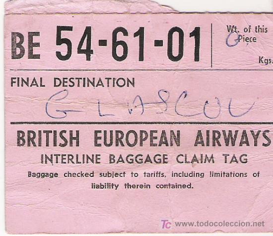 Collectionnisme Billets de transport: BRITISH EUROPEAN AIRWAYS - BE 54-61-01 -