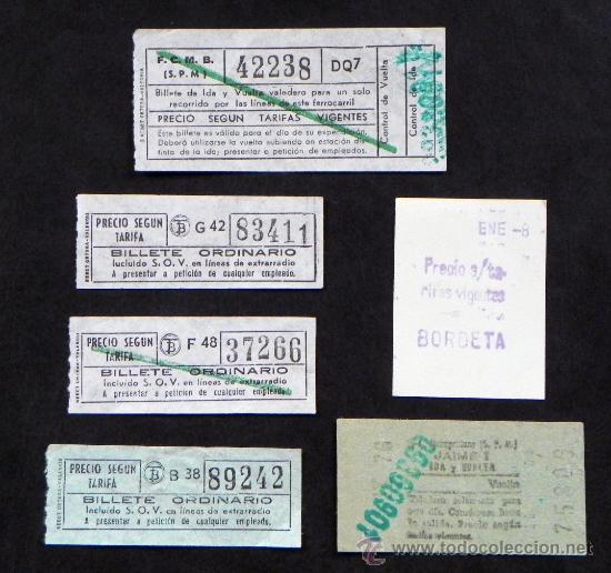 Coleccionismo Billetes de transporte: LOTE DE 6 BILLETES ANTIGUOS TRANSPORTE DIFERENTES DE BARCELONA - METRO TIQUETS TIQUE BILLETE